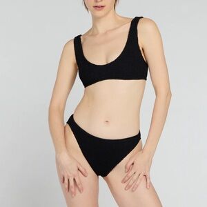 Youswim Eva Standard Waist Black Textured Bikini Set